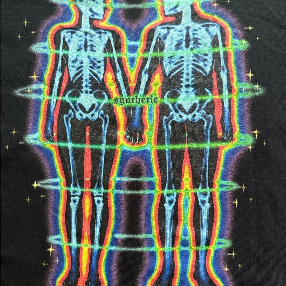 Synthetic No Love Like Ours Skeleton Tee Size S Black Trippy Graphic Shirt - Picture 6 of 7